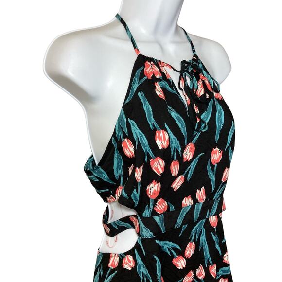 Flying Tomato Sleeveless Side And Back Cutout Halter Mini Dress Floral Print M - Picture 12 of 16